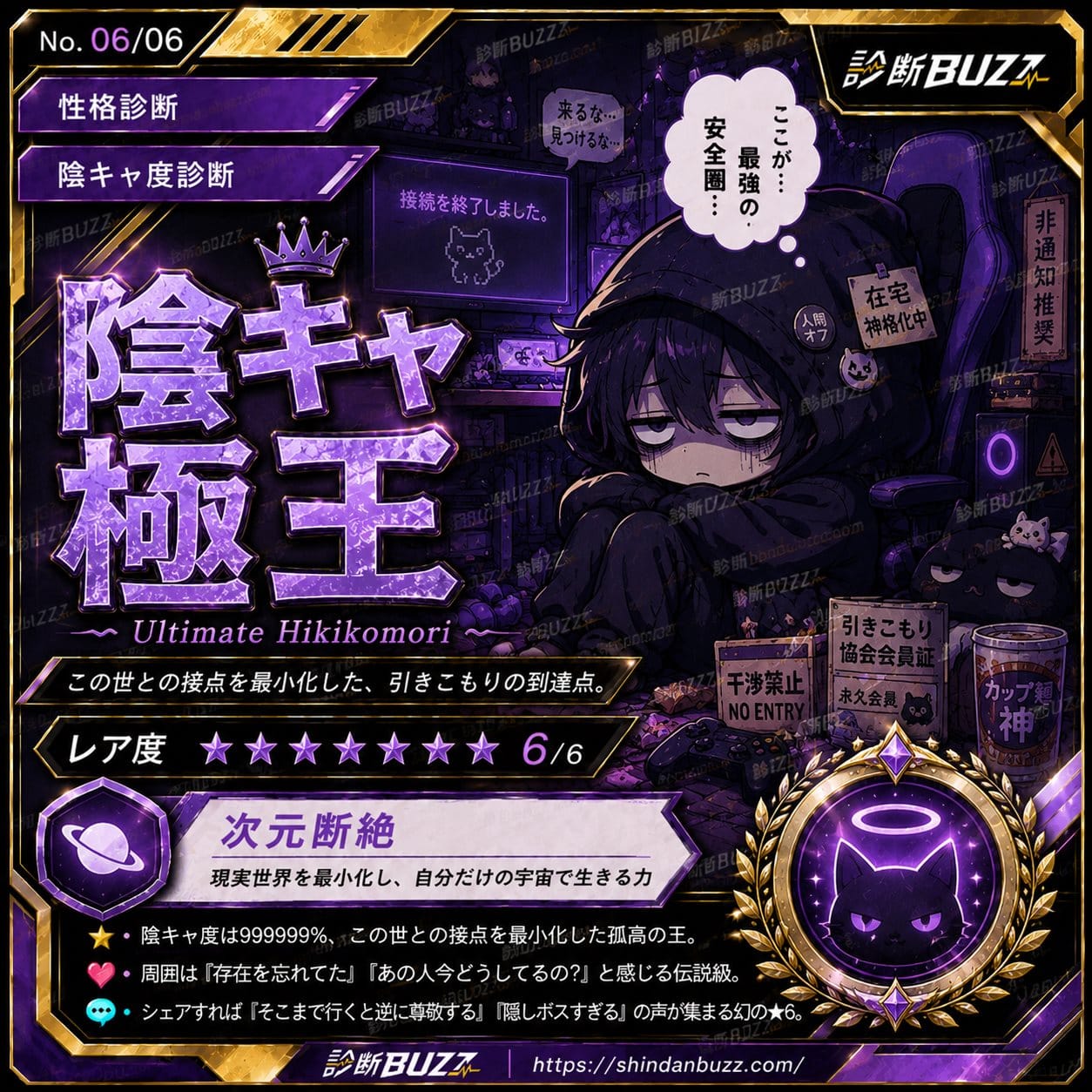 陰キャの覇者 - 陰キャ度診断 あなたの陰キャレベルは?