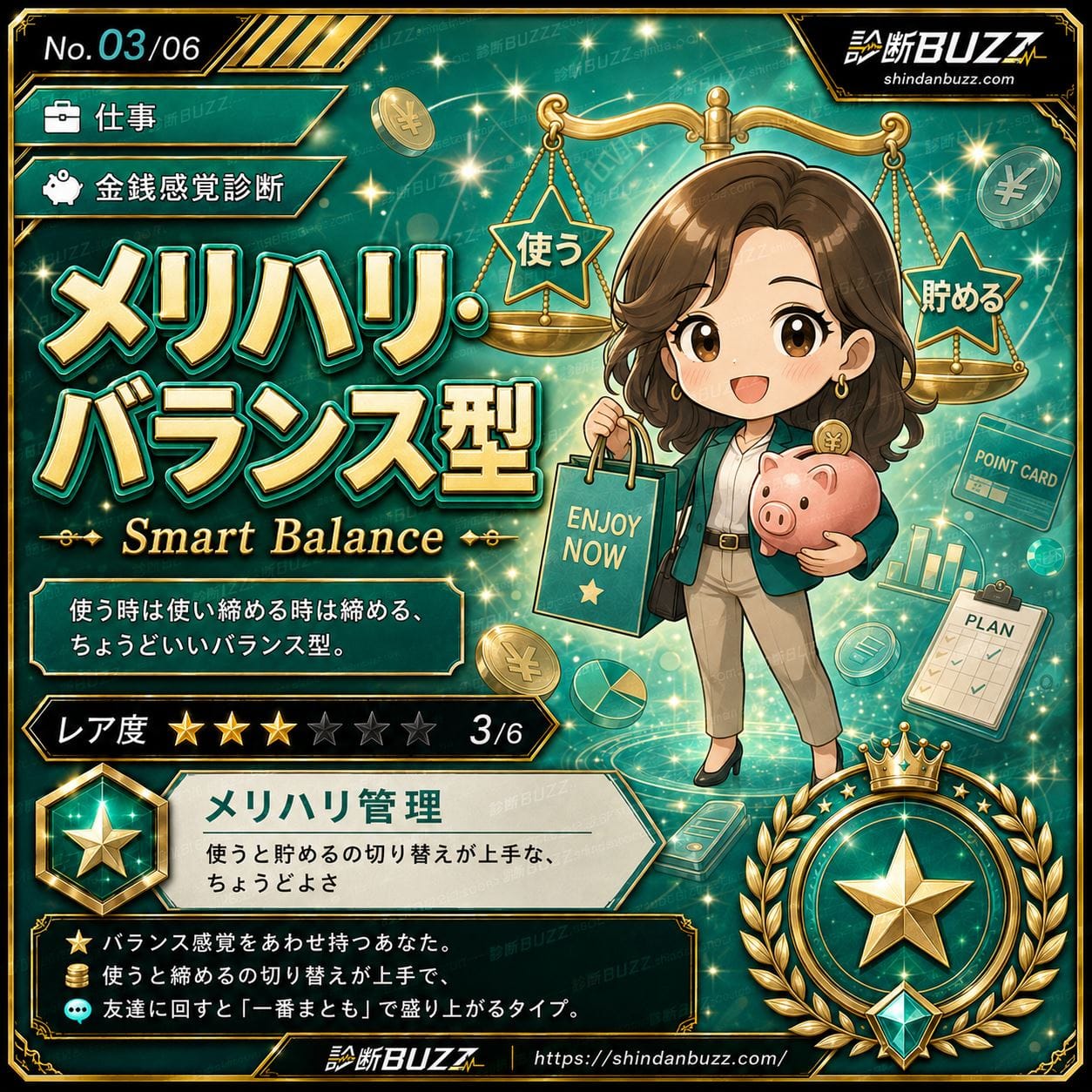 メリハリ・バランス型 - 金銭感覚診断 給料日まであと10日、残金1万円。あなたならどうする?