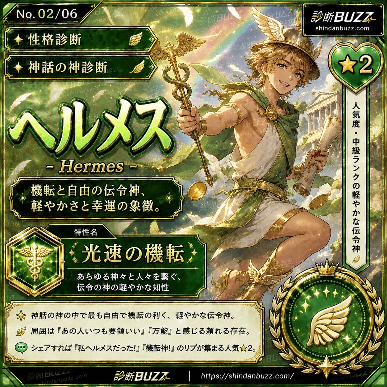 ヘルメス - あなたがもし神話の神だったら診断 あなたの本質は何の神?