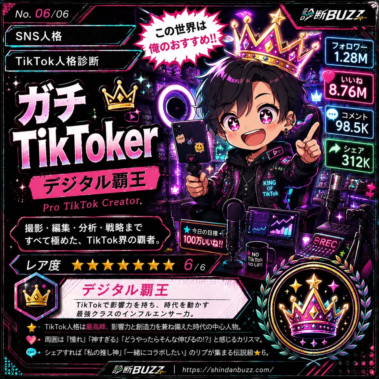 ガチTikToker - TikTok人格診断 あなたのTikTok人格タイプは?