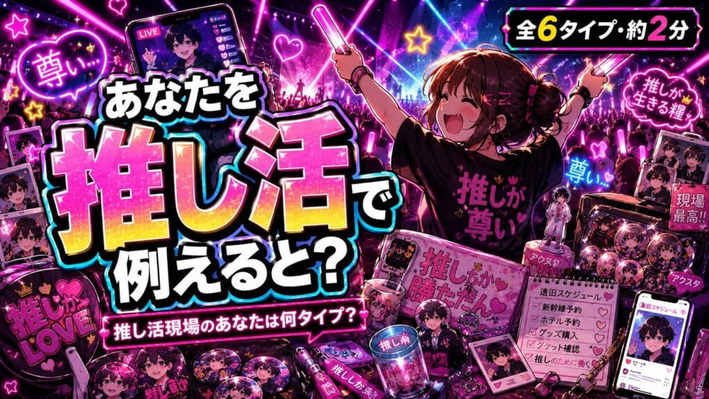 あなたを推し活で例えると診断 推し活現場のあなたは何タイプ?