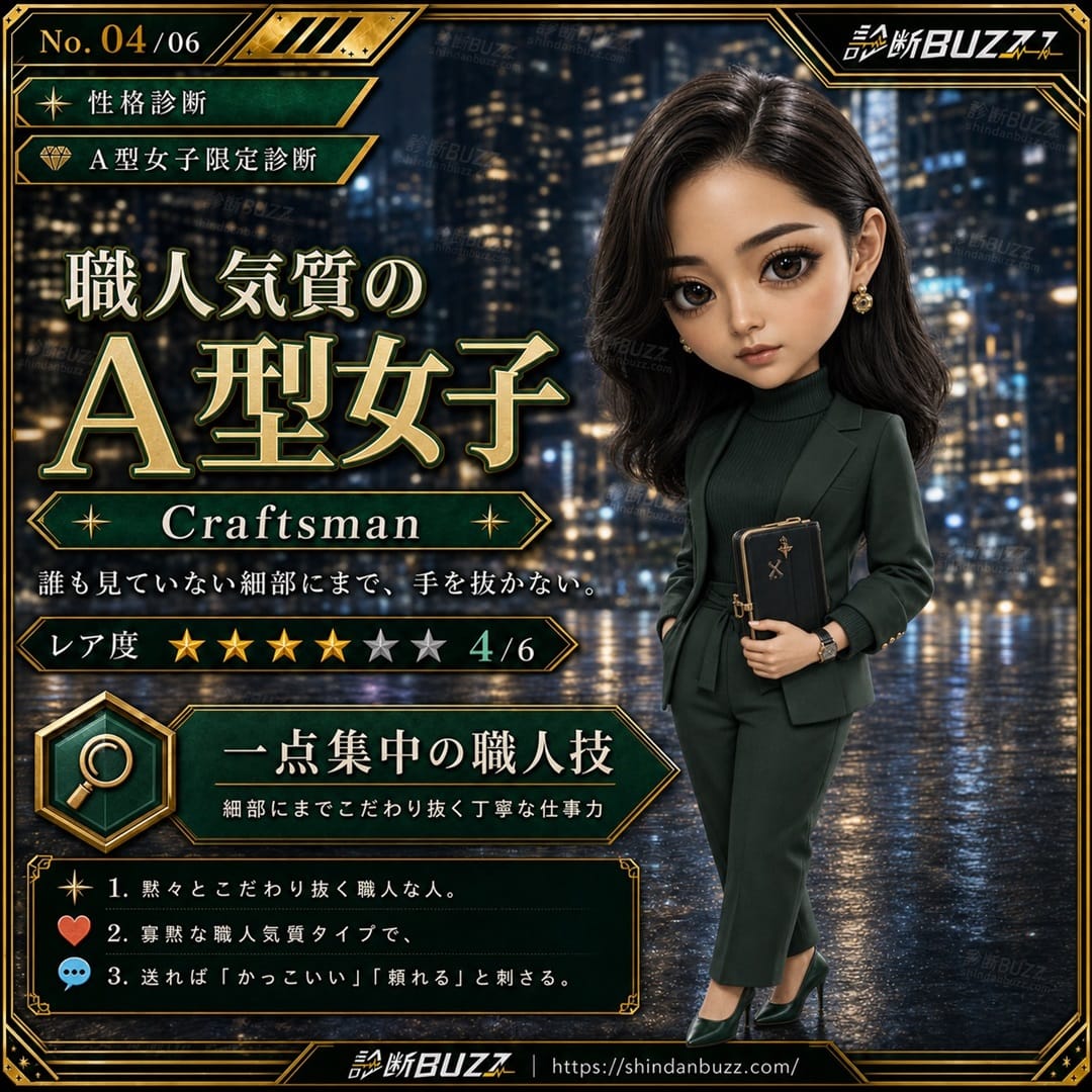 職人気質のA型女子 - A型女子限定診断 あなたはA型女子の中で何タイプ？