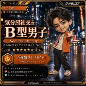 気分屋社交のB型男子