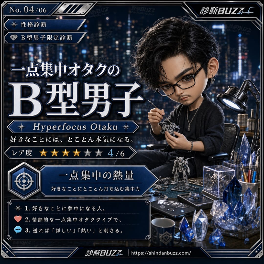 一点集中オタクのB型男子 - B型男子限定診断 あなたはB型男子の中で何タイプ？