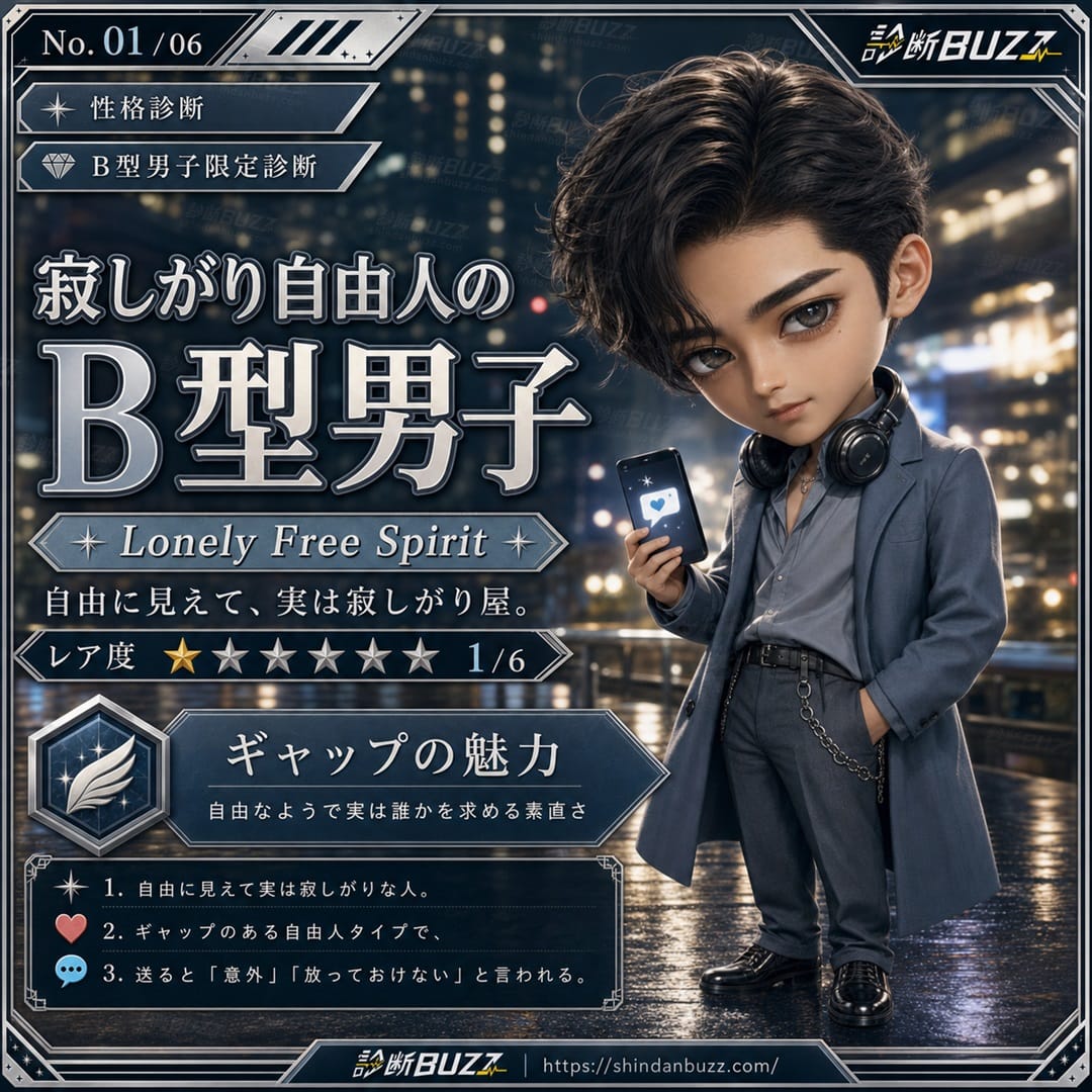 寂しがり自由人のB型男子 - B型男子限定診断 あなたはB型男子の中で何タイプ？