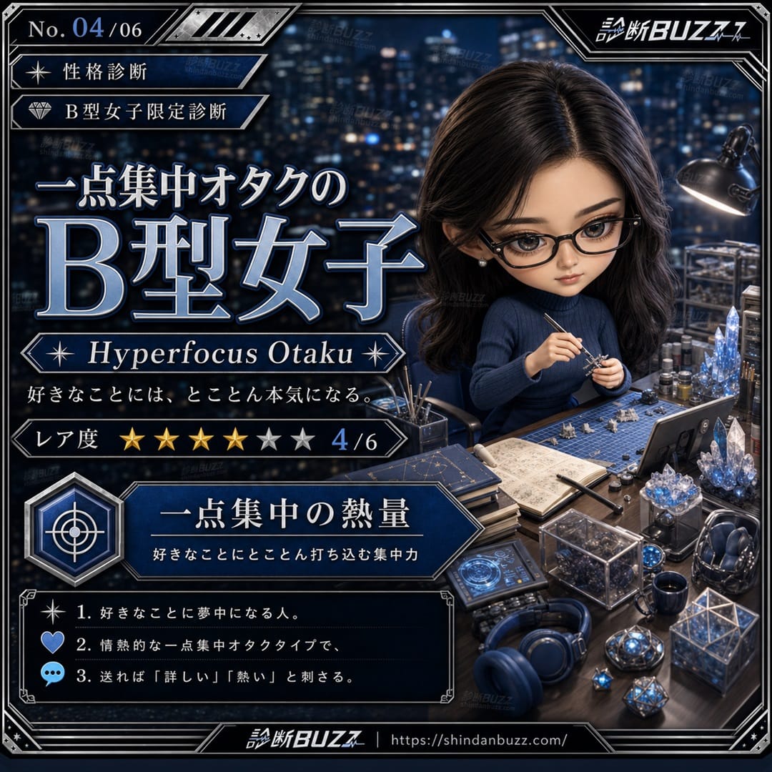 一点集中オタクのB型女子 - B型女子限定診断 あなたはB型女子の中で何タイプ？