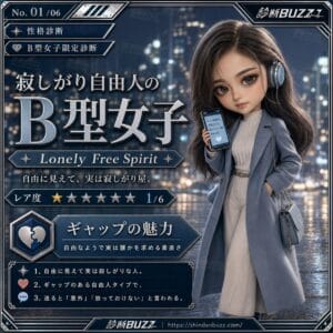 寂しがり自由人のB型女子