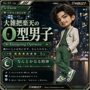 大雑把楽天のO型男子