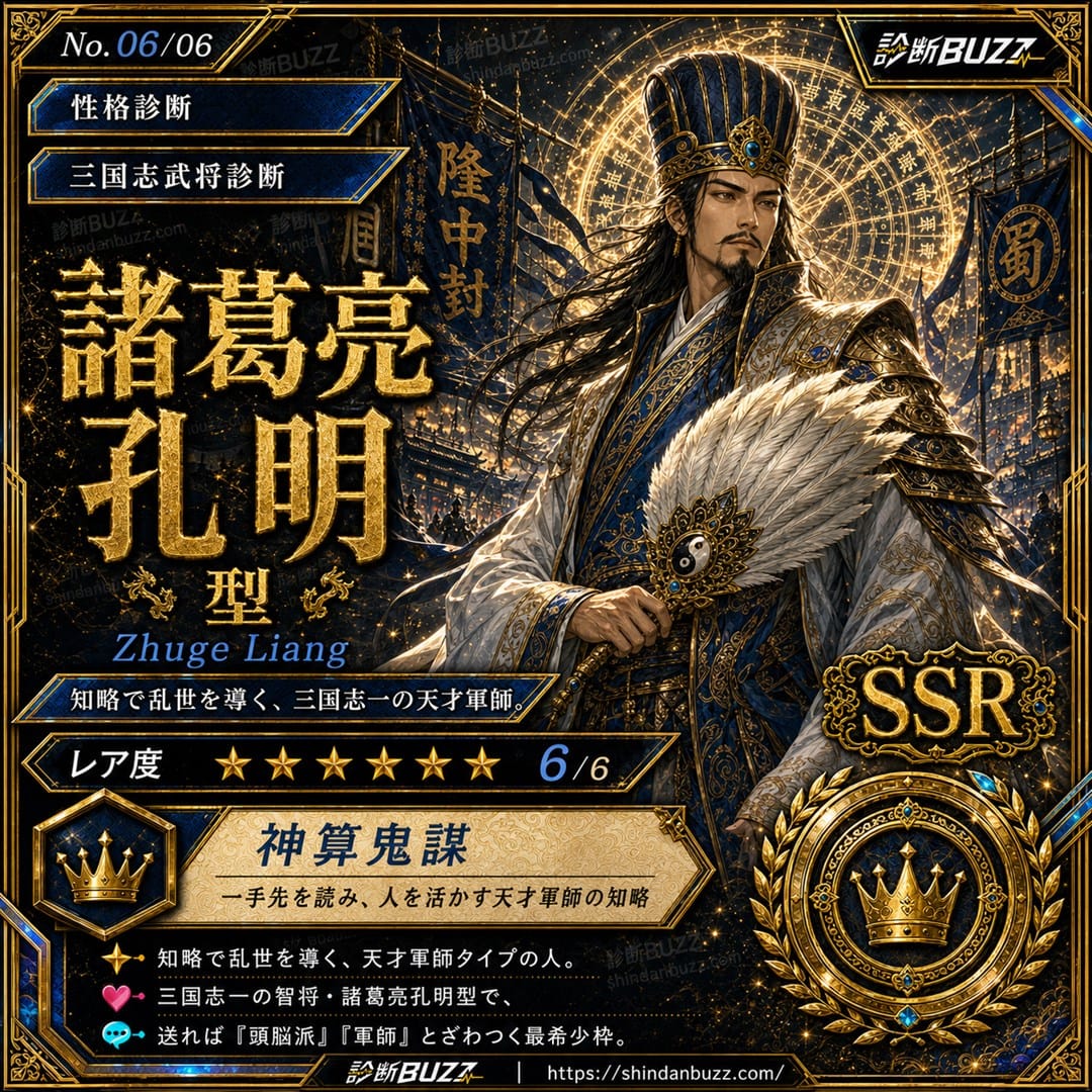 諸葛亮孔明型 - もし三国志の武将だったら診断 あなたはどの武将タイプ？