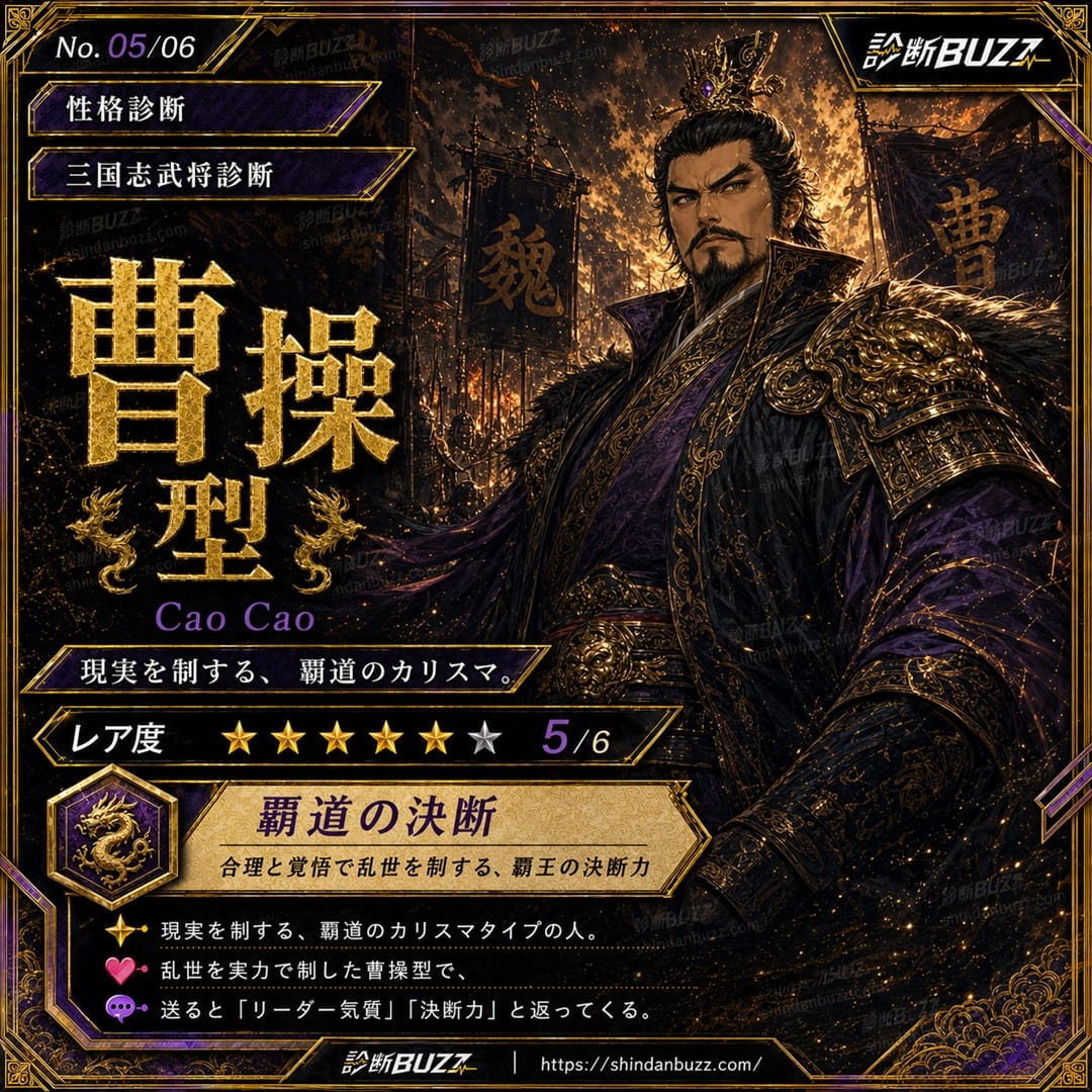 曹操型 - もし三国志の武将だったら診断 あなたはどの武将タイプ？
