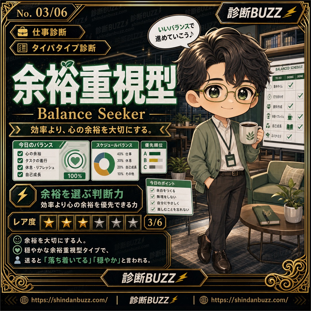 余裕重視型 - タイパタイプ診断 あなたのタイムパフォーマンス活用術は？