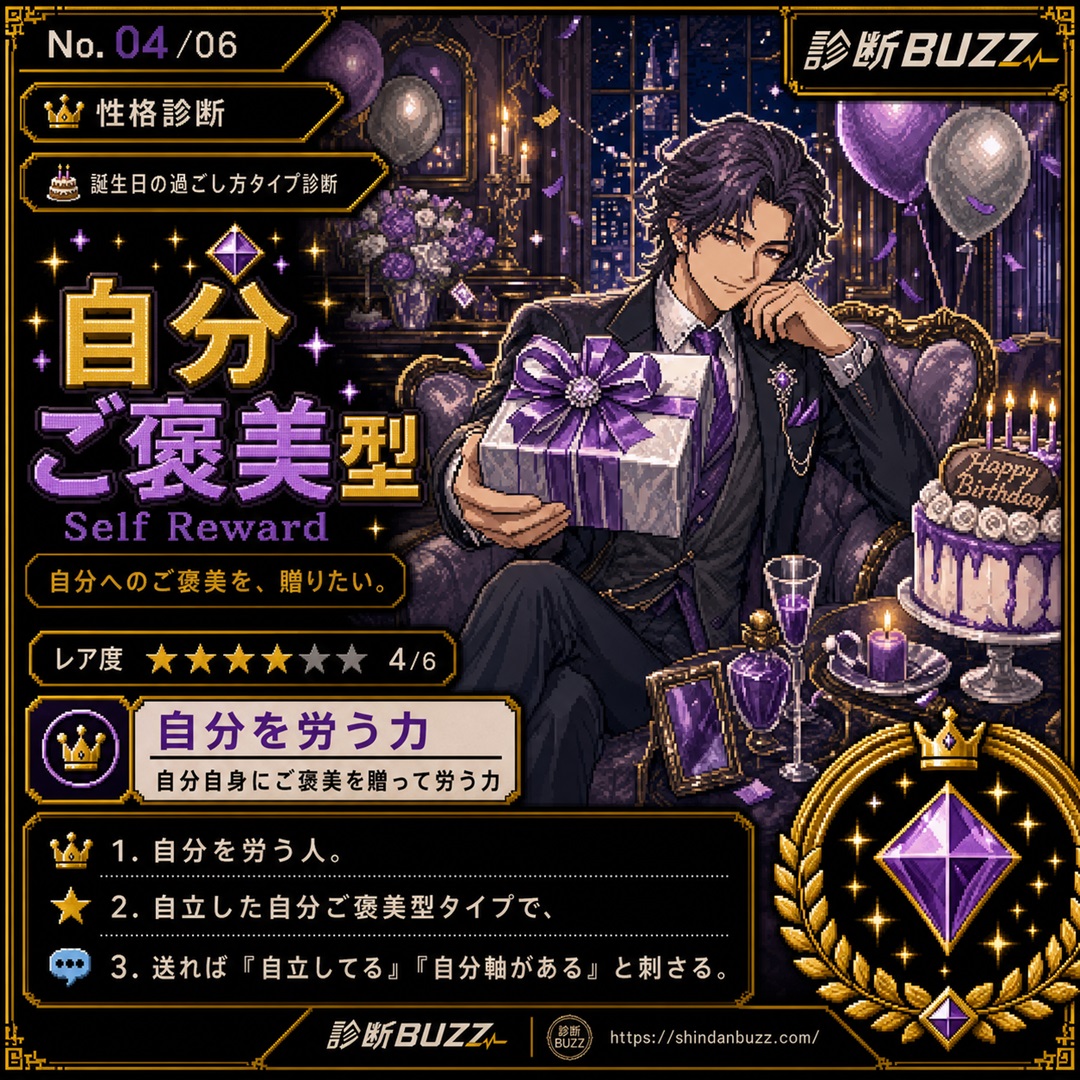 自分ご褒美型 - 誕生日の過ごし方タイプ診断 あなたの理想の誕生日は？